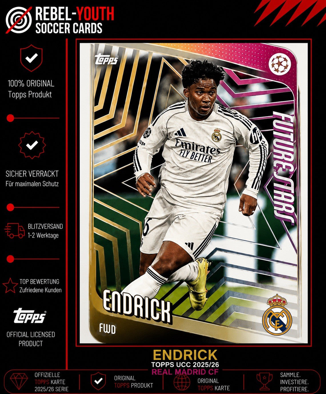Endrick Future Stars Topps UCC 2025/26 Real Madrid Rookie Card RC