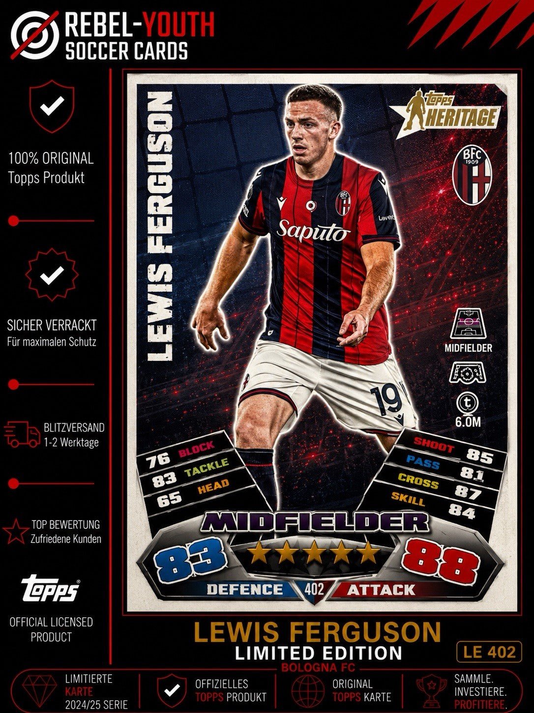 Topps: Match Attax Football Soccer 2025/26 Trading Card  Lewis Fergusom Ac Milan