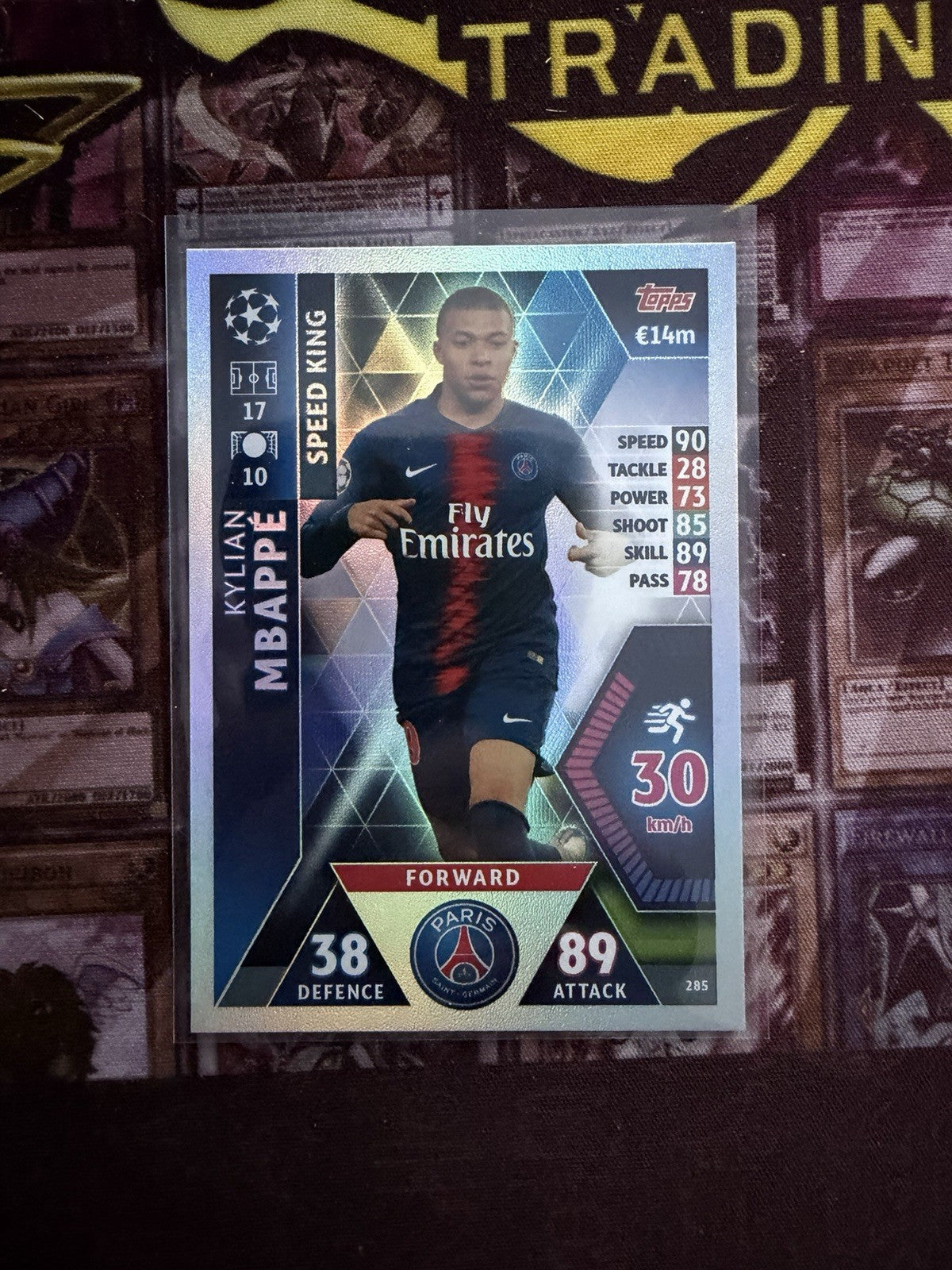 Kylian Mbappé Speed King 285 Match Attax Topps Champions League PSG Holo