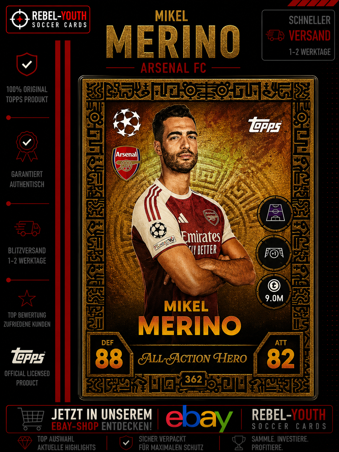 Mikel Merino All Action Hero #362 Topps Match Attax Champions League 2025/26