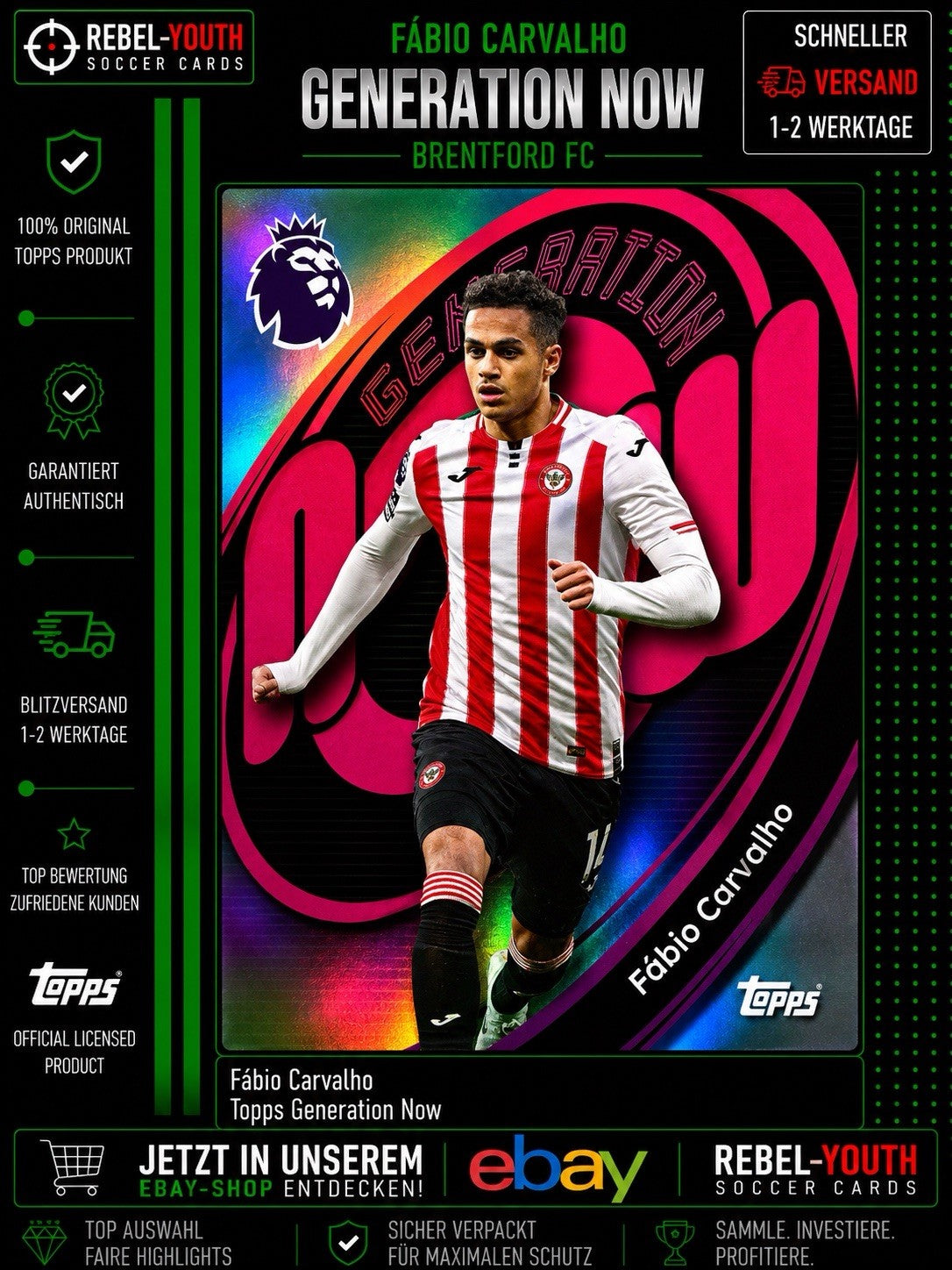 Fábio Carvalho Topps Generation Now Brentford FC Insert Premier League