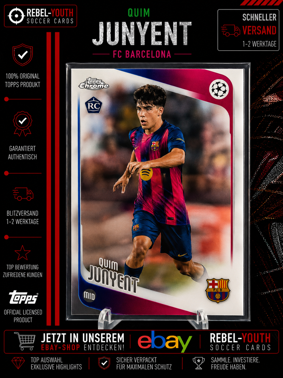 Quim Junyent RC Topps Chrome FC Barcelona Rookie Card UEFA Champions Quim Junyen