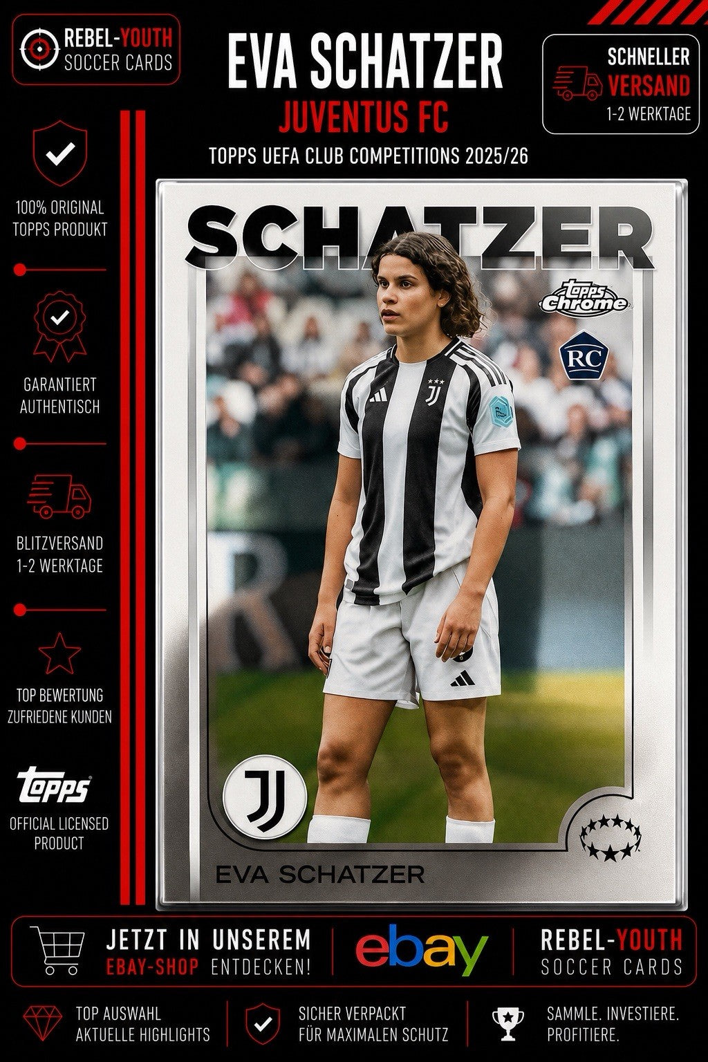 Eva Schatzer RC Rookie Topps UEFA Club Competitions 2025/26 Juventus FC