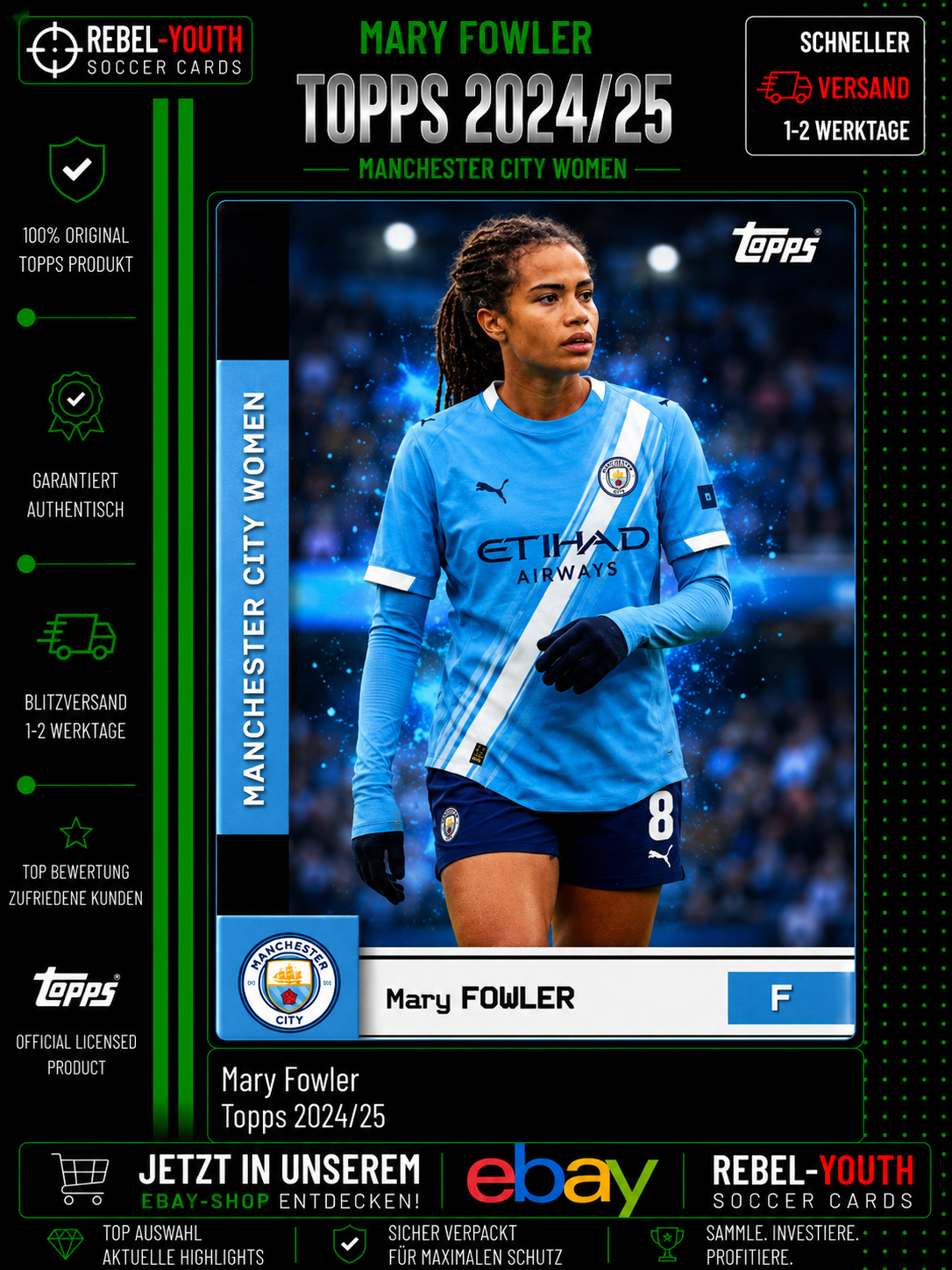 2024-25 Topps Manchester City Women Mary Fowler Base Card