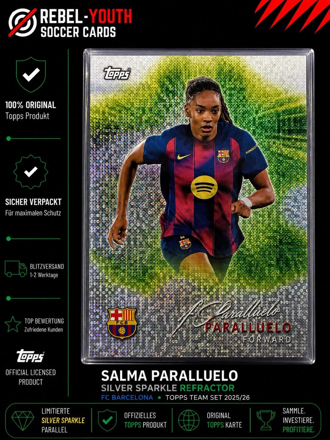 Topps FC Barcelona Team Set 2025/26 Salma Paralluelo Silver Sparkle Refractor