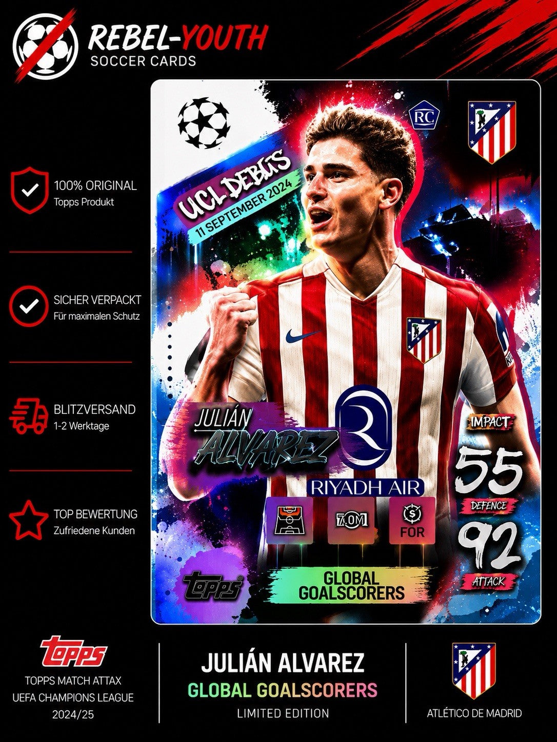 Julian Alvarez Global Goalscorers Limited Edition WLE5 Atletico Madrid