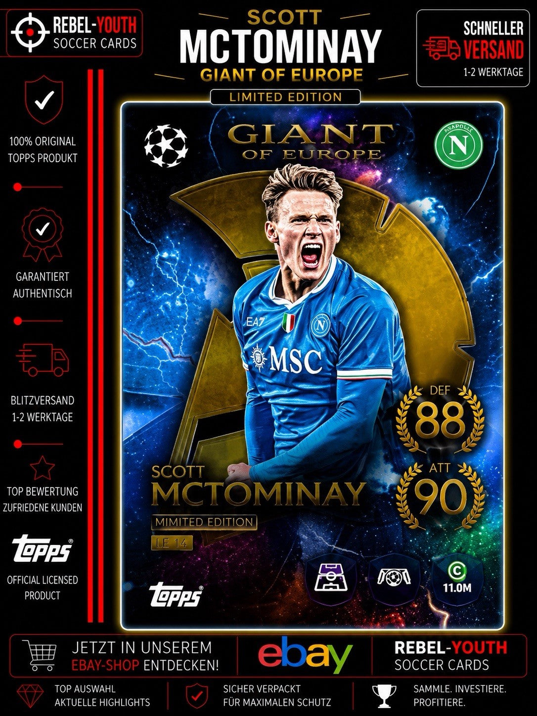 Topps Karte Gladiator GL 3 Scott McTominay Limited Edition