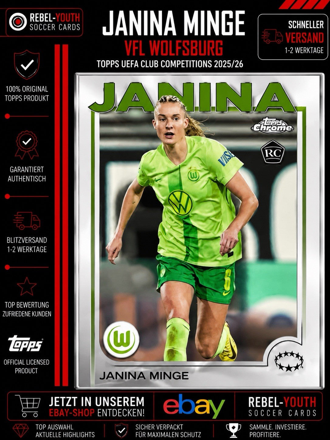 Janina Minge RC Rookie Topps UEFA Club Competitions 2025/26 VfL Wolfsburg