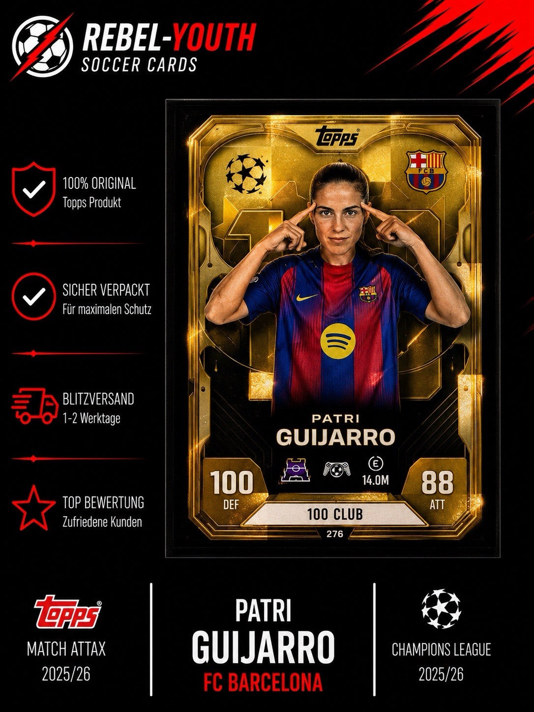 Match Attax Extra 25/26 Patri Guijarro 100 Club #288 FC Barcelona 2025/2026