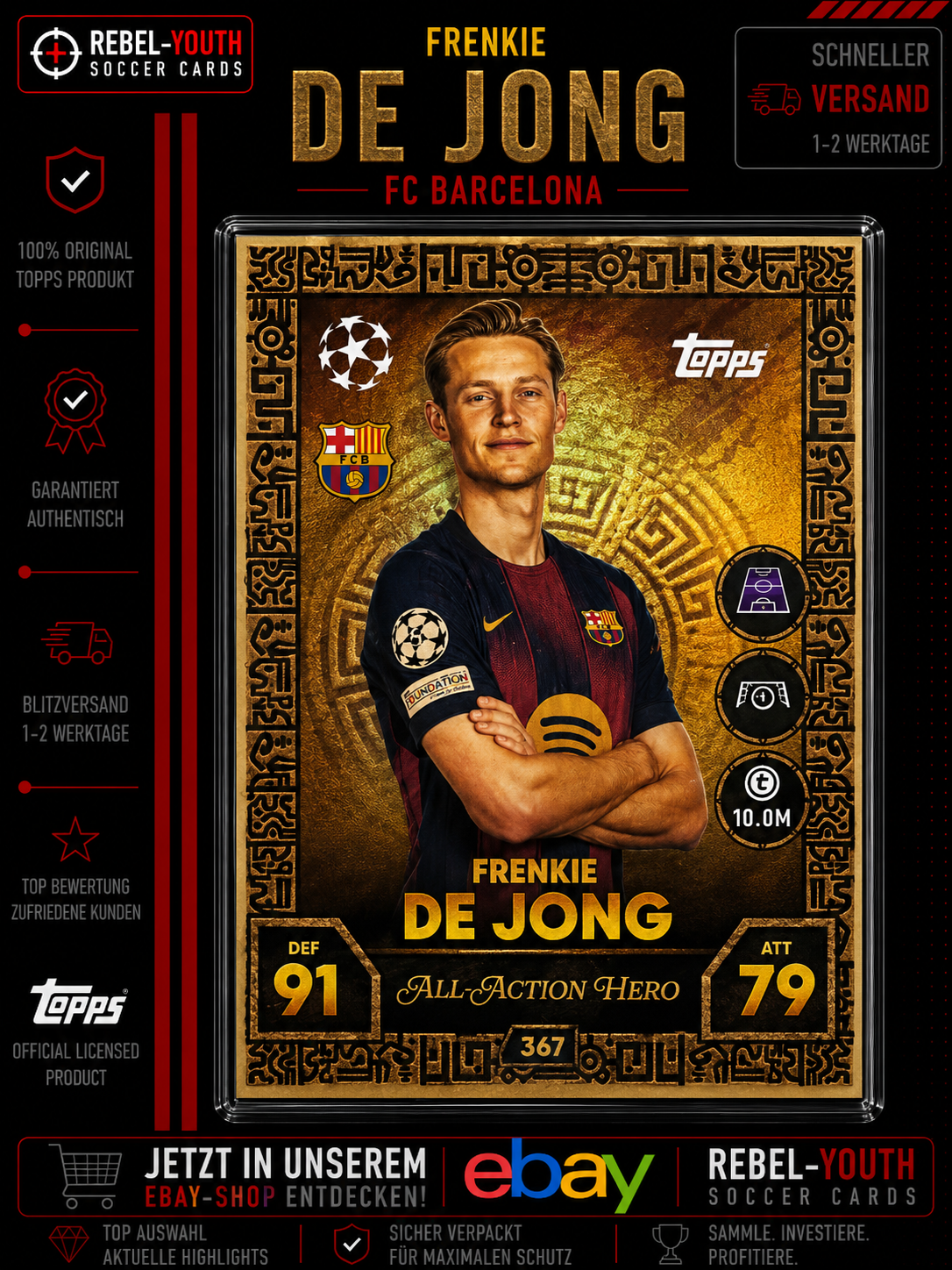 Frenkie De Jong All Action Hero #367 Topps Match Attax Champions League 2025/26