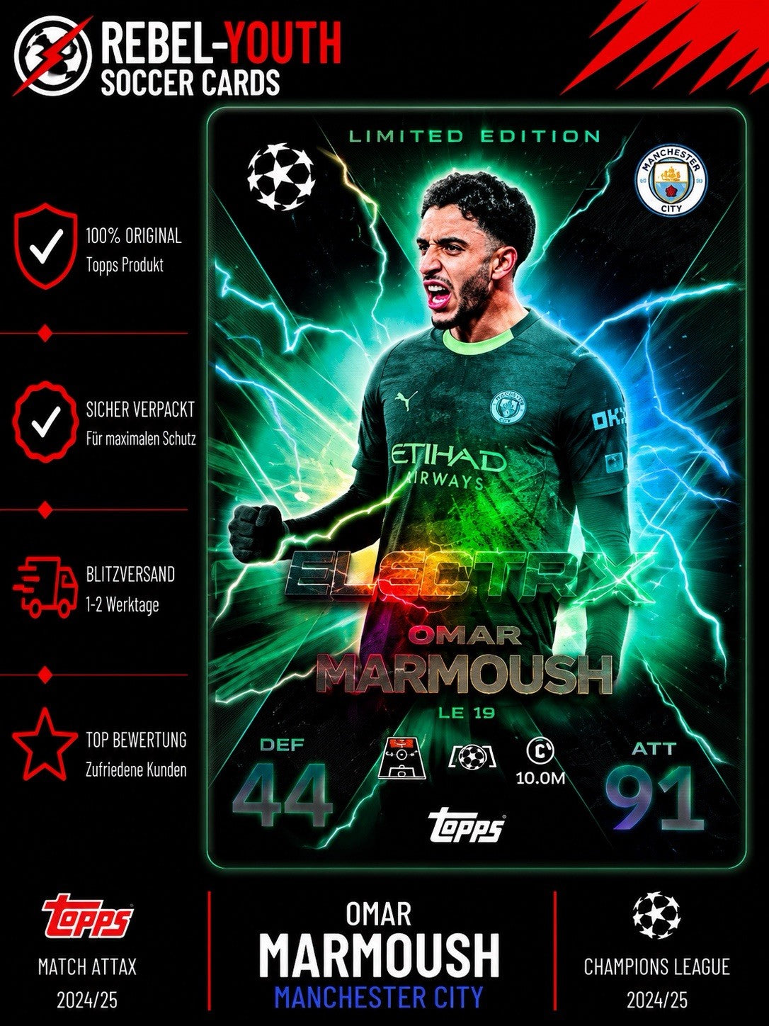 Topps Match Attax 25/26 Extra Champions League Electrix #LE5 Omar Marmoush