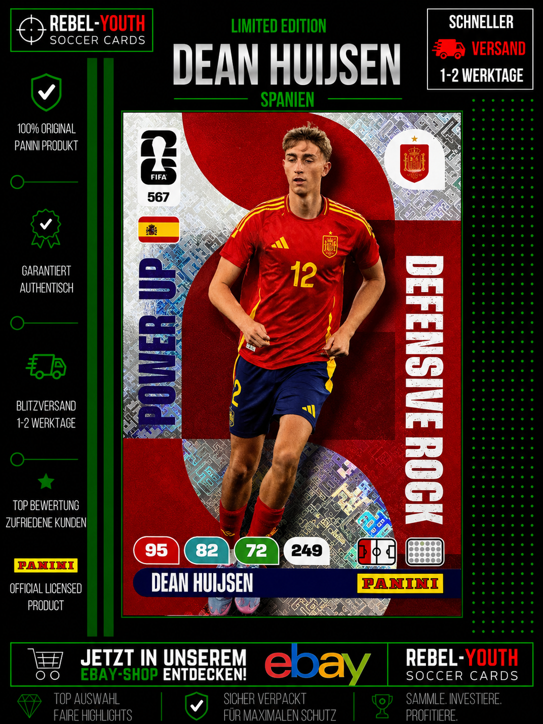 Panini Adrenalyn XL FIFA World Cup 2026 Power-Up 567 Dean Huijsen Defensive Rock