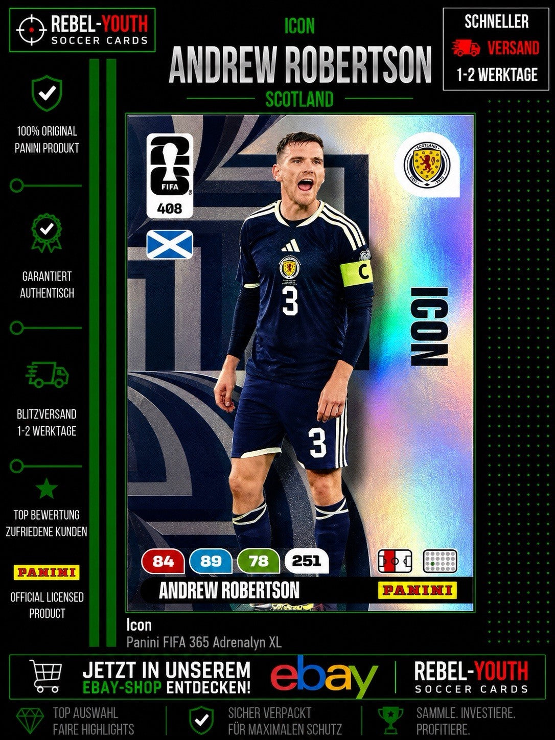 Panini Adrenalyn XL FIFA World Cup 2026 Andrew Robertson Icon Card