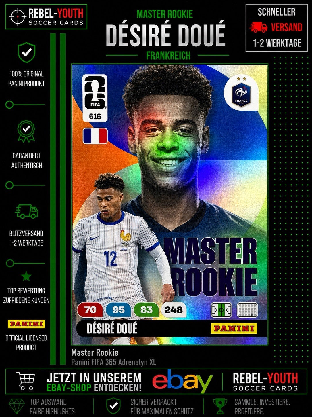 Desire Doue FIFA WORLD CUP 2026 MASTER ROOKIE Card # 616. New