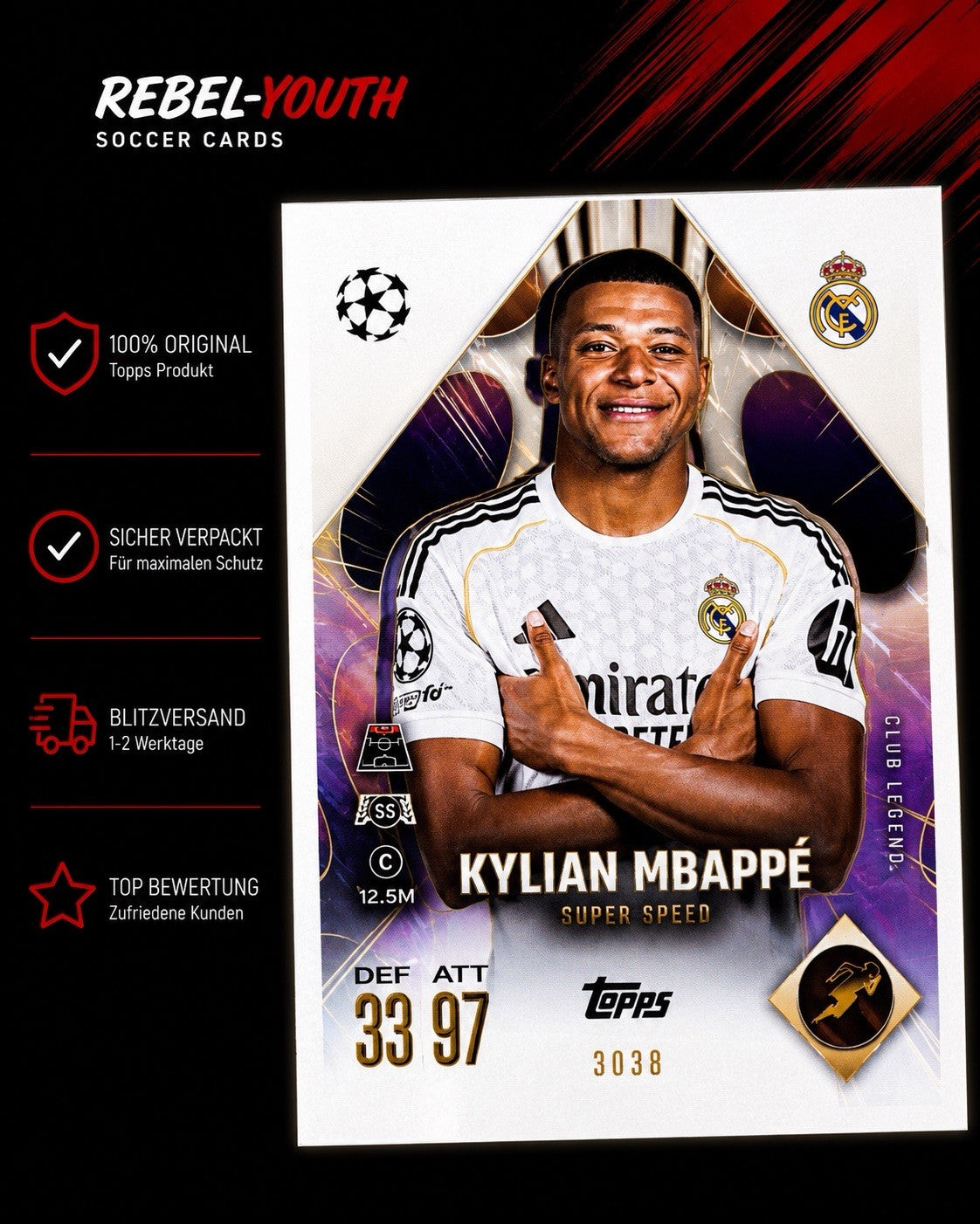 Kylian Mbappé Build A Baller Real Madrid Match Attax UEFA Champions League