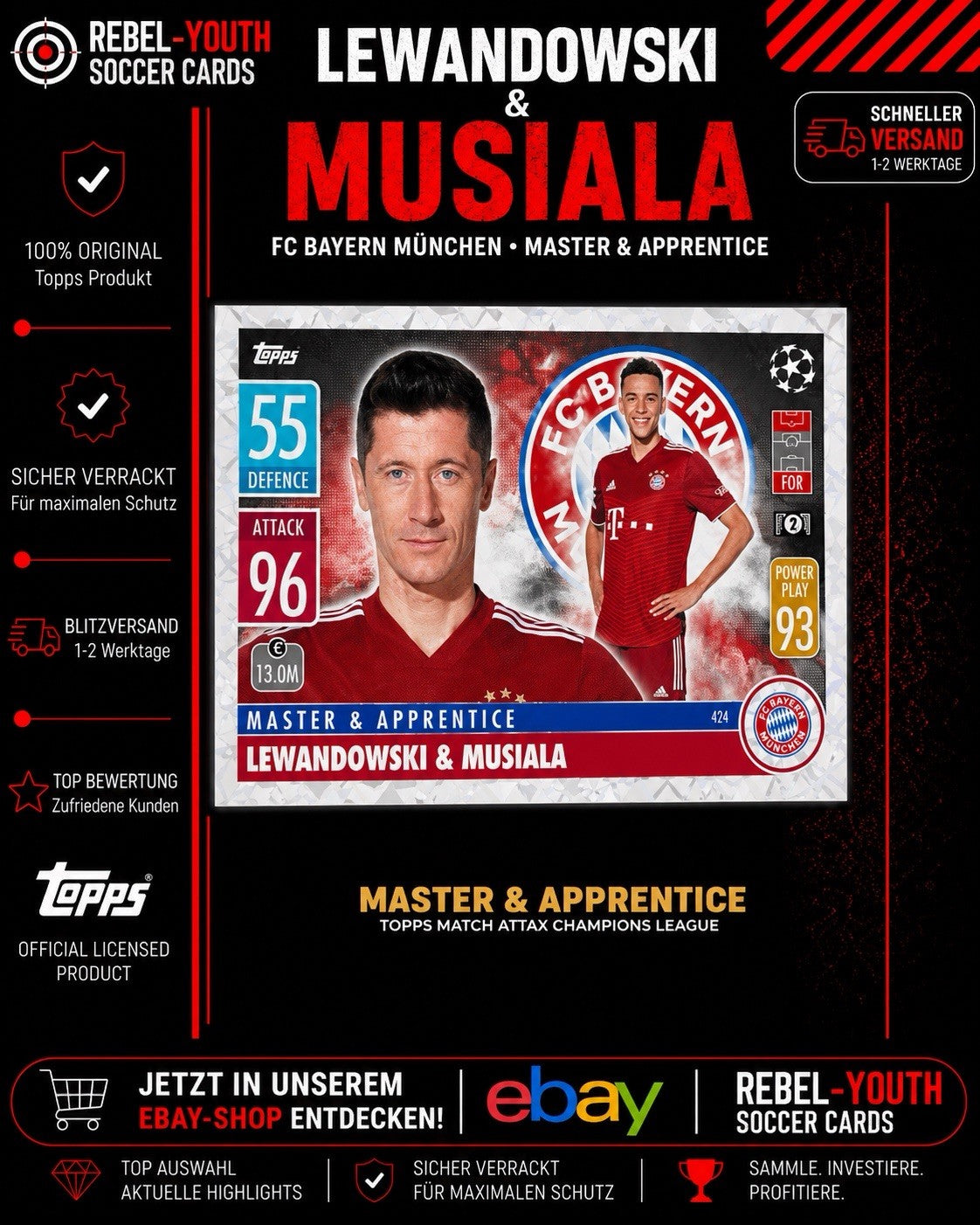 Lewandowski & Musiala Master & Apprentice Bayern München Topps Match Attax UCL