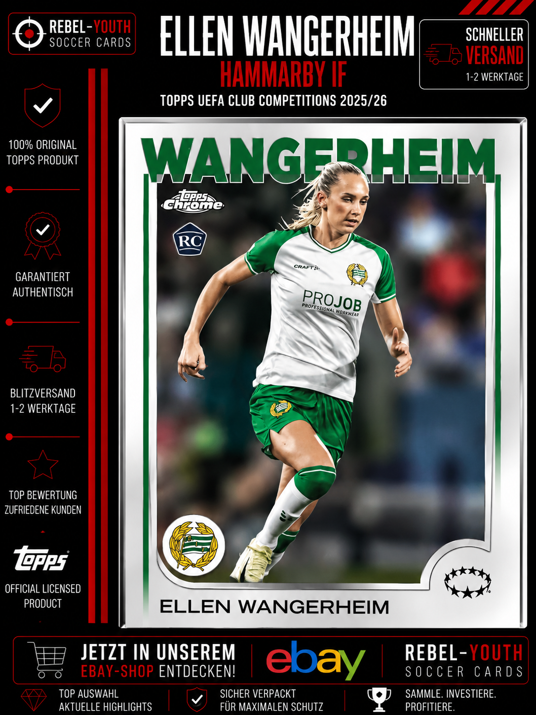 Ellen Wangerheim RC Rookie Topps UEFA Club Competitions 2025/26 Hammarby IF