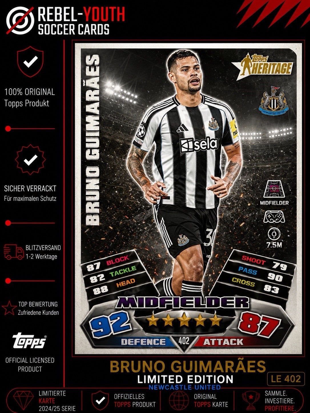 Topps Uefa Champions League 2025/26 Karte Nr.397 Bruno Guimaraes - Heritage