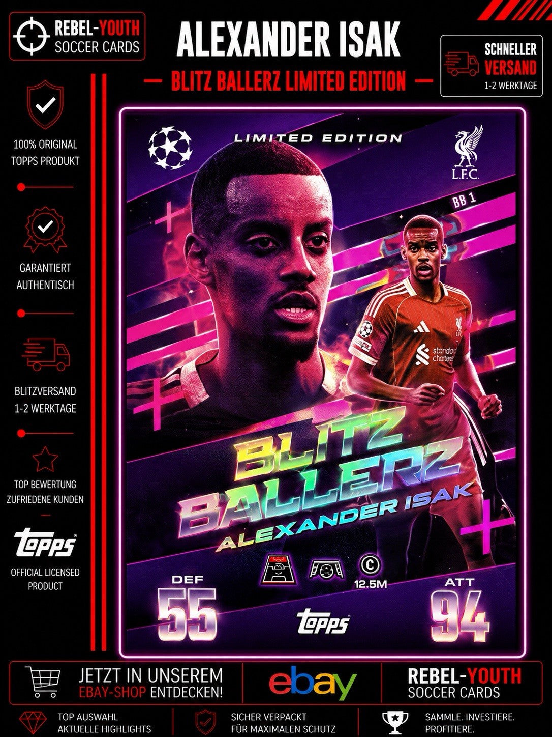 Match Attax Extra 25/26 Alexander Isak Blitz Ballerz BB1 Liverpool 2025/2026