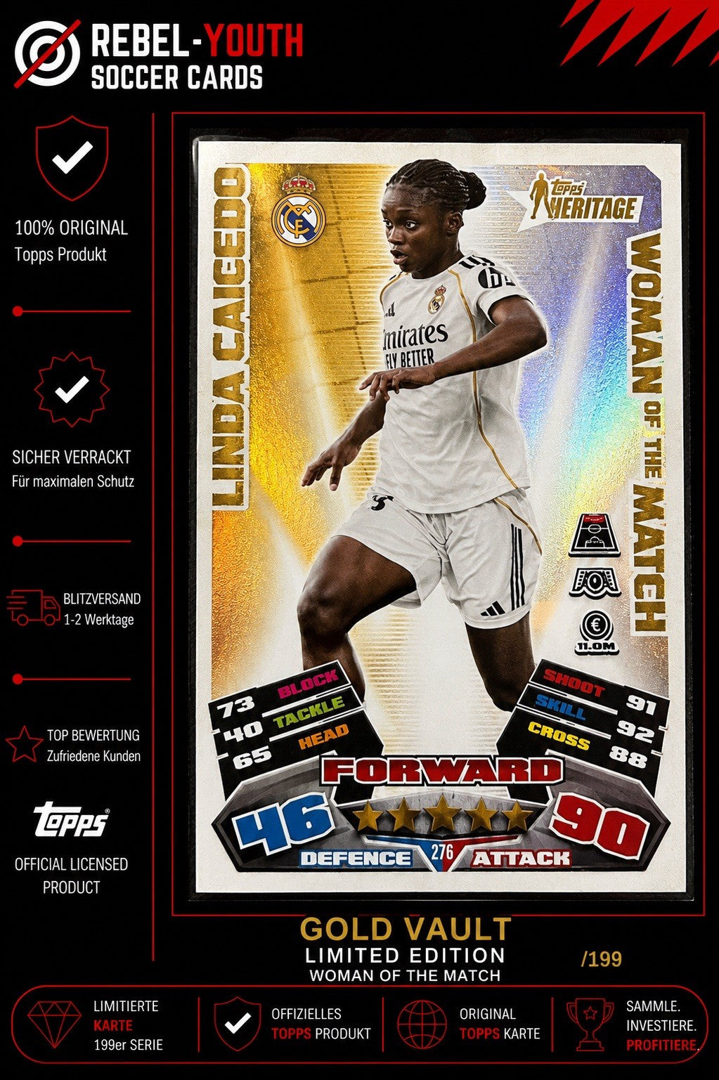 Match Attax Extra 25/26 Linda Caicedo Heritage WOTM #276 Real Madrid 2025/2026